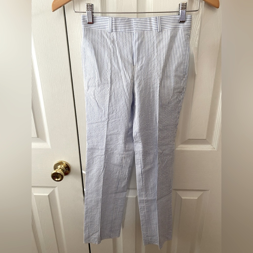 🆕 Brooks Brothers Light Blue/White Stretch Cotton Seersucker Dress Pants SZ 6